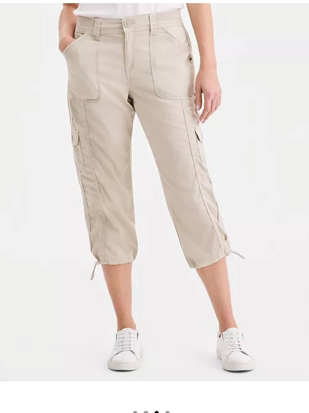 NWT Style & Co Women's Mid Rise Capri Cargo Pants Stonewall Size 14